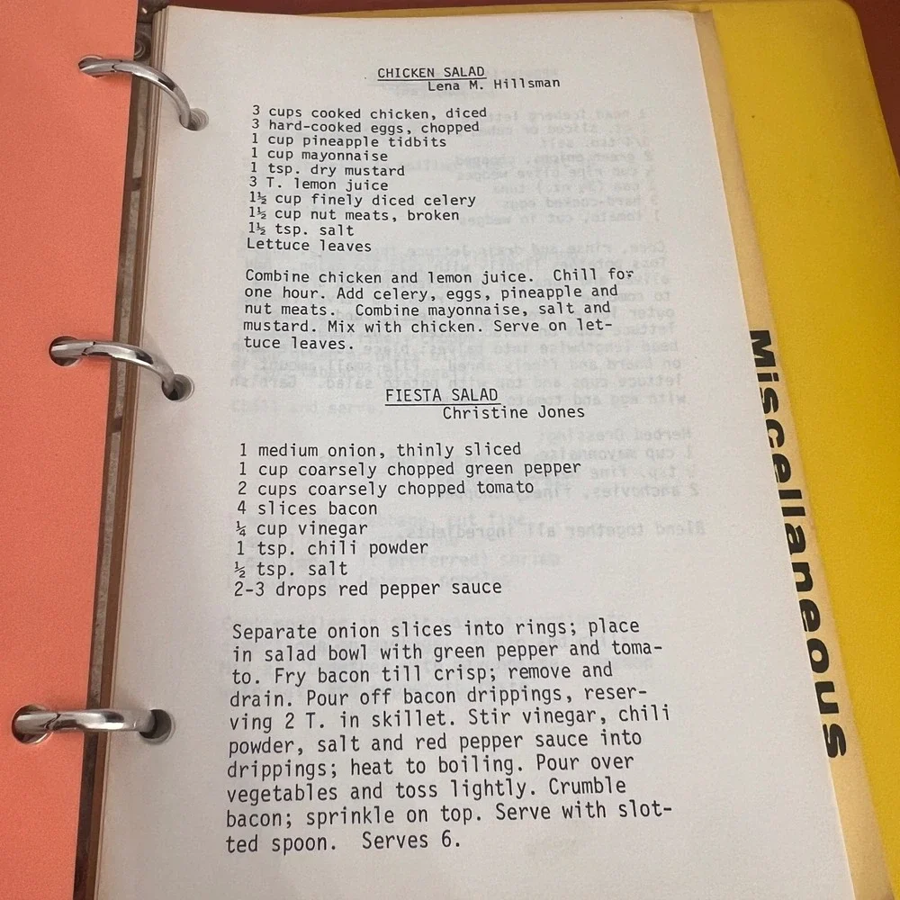 Vintage Culinary Creations Yellow Binder Cookbook Recipes Mid Century Kitchen